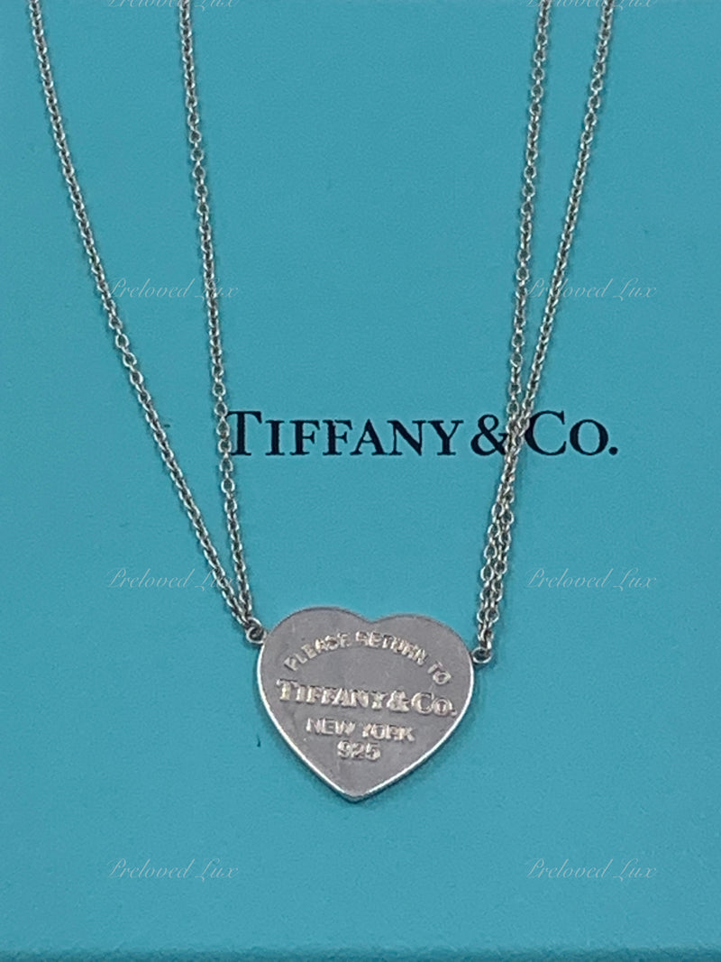 Double chain tiffany heart necklace Clearance