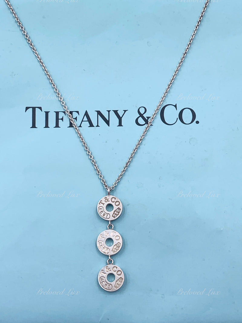 Tiffany & Co 925 Silver 1837 Triple Circle Pendant Necklace