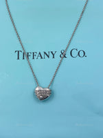 Tiffany & Co 925 Silver Solid Heart with Arrow Pendant Necklace