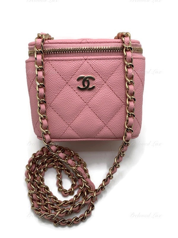 Chanel Small Vanity Case Light Pink Caviar Light Gold Hardware