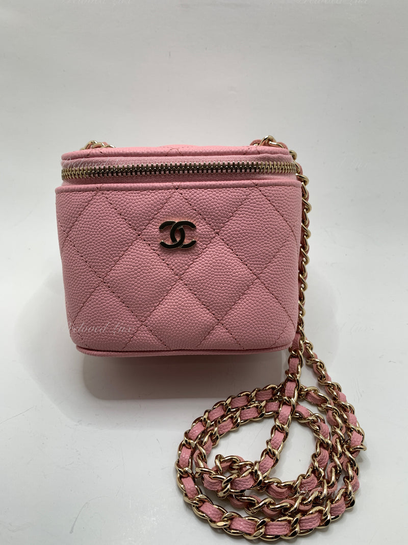 Chanel Sakura Pink Caviar Vertical Vanity Bag with Chain - Handbag | Pre-owned & Certified | used Second Hand | Unisex