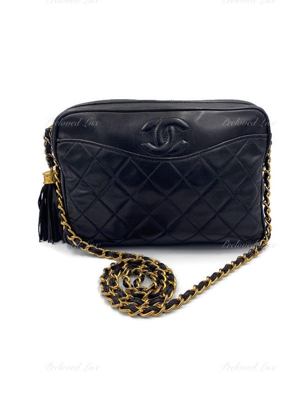 Sold-CHANEL Lambskin Black Camera Bag with Tassel – Preloved Lux