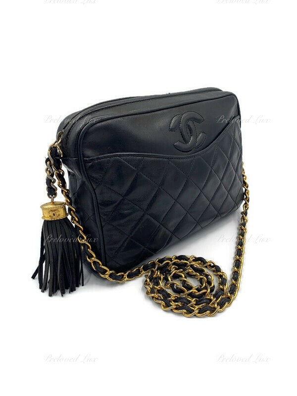 Sold-CHANEL Lambskin Black Camera Bag with Tassel – Preloved Lux