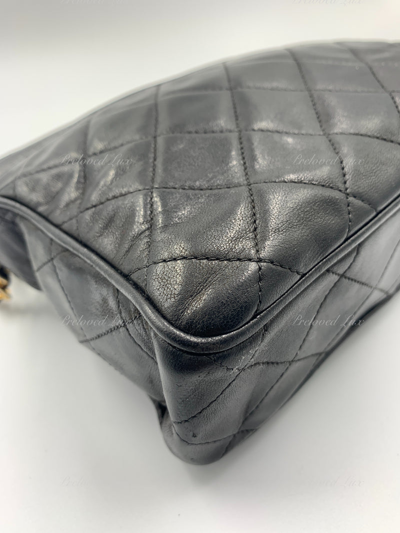 Sold-CHANEL Lambskin Black Camera Bag with Tassel