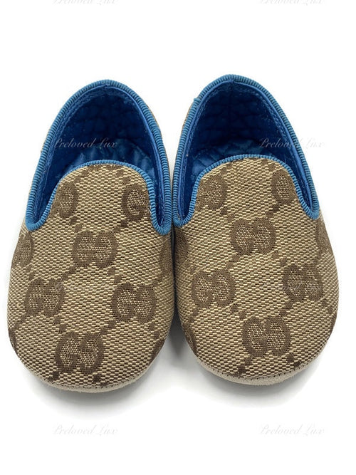 Sold-Gucci Baby Brown Monogram GG Logo Shoes Size EU 16 US 1