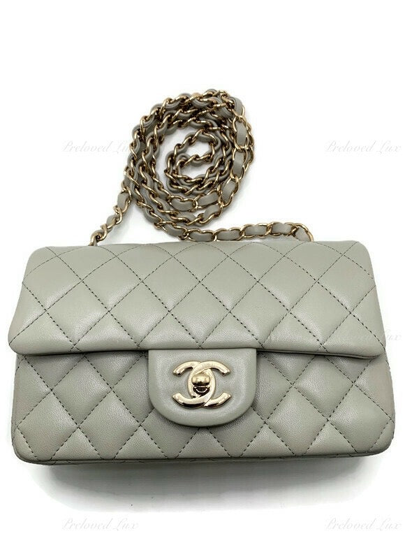 FWRD Renew Chanel 2020 Lambskin Mini CC Octagon Camera Bag in Grey