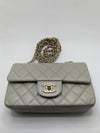 Sold-CHANEL Classic Grey Lambskin Mini Rectangular Crossbody Bag in Champaign Gold Hardware