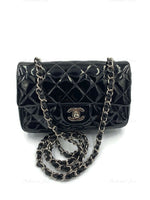 CHANEL Classic Mini Rectangular Black Shoulder Bag Crossbody - Silver Hardware Patent Leather