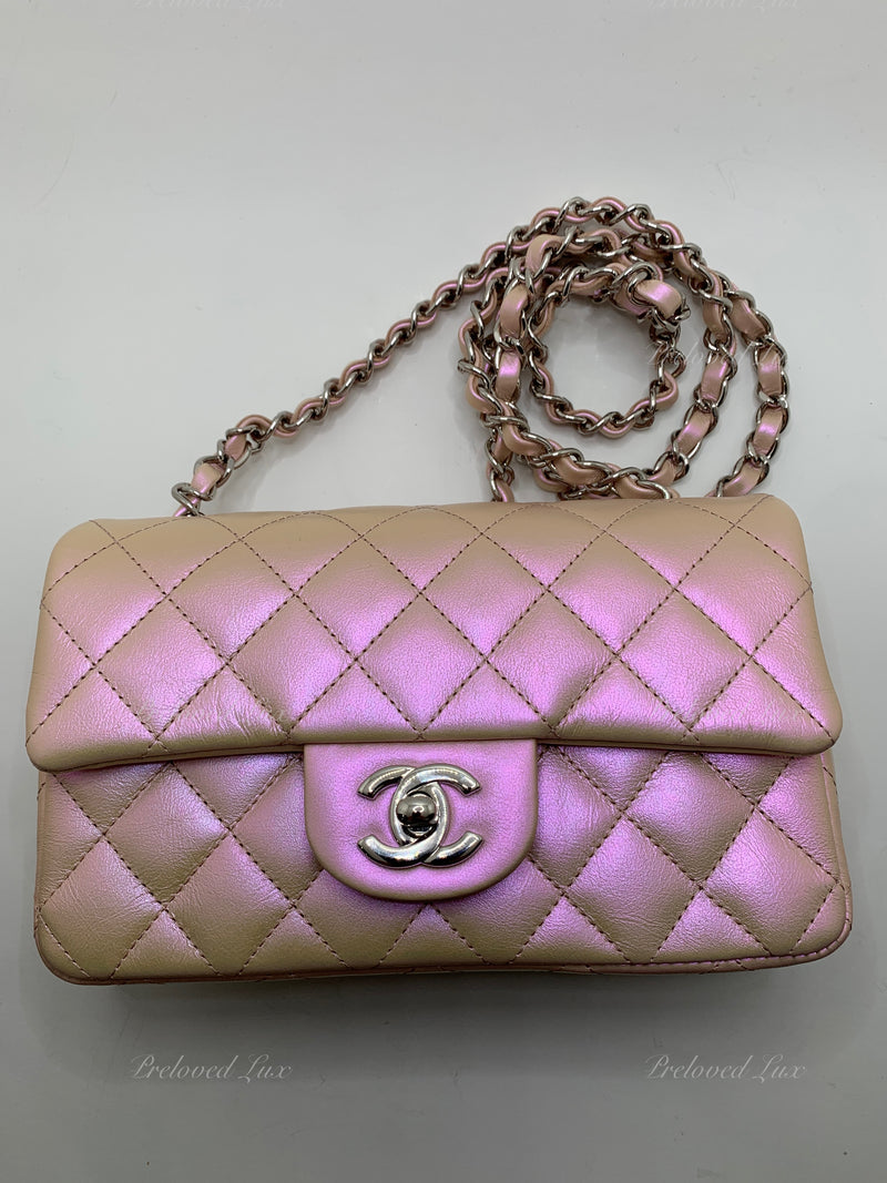 Chanel Iridescent Pink Bag  Chanel Small vs Medium Classic Flap 