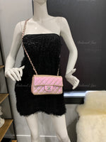 CHANEL Classic Iridescent Pink Calfskin Mini Rectangular Crossbody Bag in Silver Hardware