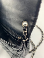 CHANEL Classic Mini Rectangular Black Shoulder Bag Crossbody - Silver Hardware Patent Leather