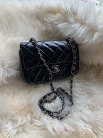 CHANEL Classic Mini Rectangular Black Shoulder Bag Crossbody - Silver Hardware Patent Leather