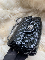 CHANEL Classic Mini Rectangular Black Shoulder Bag Crossbody - Silver Hardware Patent Leather