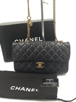 Sold-CHANEL CC Crown Calfskin Flap Bag - Black/Aged Gold Hardware