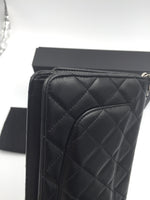 Sold-CHANEL CC Wallet-on-the-chain Lambskin Crossbody Bag - Black