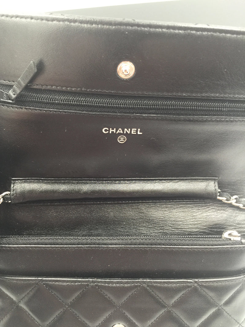 Sold-CHANEL CC Wallet-on-the-chain Lambskin Crossbody Bag - Black
