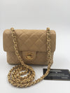 Sold-CHANEL Classic Lambskin Chain Single Mini Square Flap bag Beige/ gold