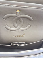 Sold-CHANEL Classic Lambskin Double Chain Double Flap Medium Shoulder Bag- beige/gold