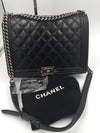 Sold-CHANEL Calfskin Quilted Large Boy Flap Black- Aged Silver Hardware