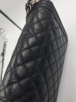 Sold-CHANEL Calfskin Quilted Large Boy Flap Black- Aged Silver Hardware