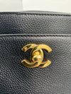 CHANEL Caviar leather Black Cerf Tote Bag with Strap