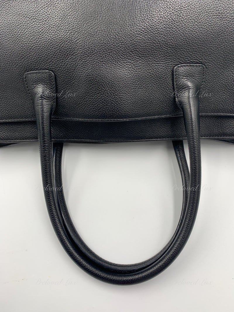 CHANEL Caviar leather Black Cerf Tote Bag with Strap