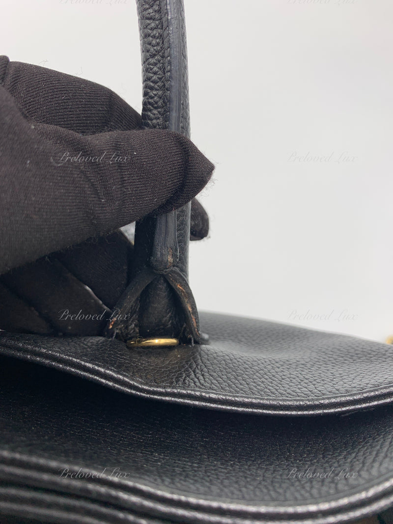 CHANEL Caviar leather Black Cerf Tote Bag with Strap