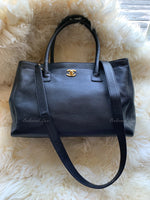 CHANEL Caviar leather Black Cerf Tote Bag with Strap