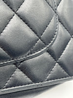 Sold-CHANEL Black Lambskin Wallet-on-the-chain WOC Crossbody Flap Bag Silver Hardware