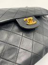 Sold-CHANEL Classic Lambskin Double Chain Double Flap Medium Square Bag Black / Gold Hardware