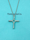 Tiffany & Co 925 Silver Elsa Peretti Large Size Infinity Cross Pendant Necklace