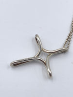 Sold-Tiffany & Co 925 Silver Elsa Peretti Large Size Infinity Cross Pendant Necklace