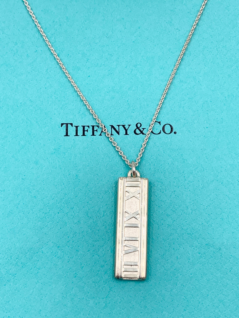 Tiffany & Co 925 Silver Atlas Collection Bar with Necklace