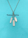Tiffany & Co 925 Silver 1837 triple Bar elements Lariat drop dangle Pendant Necklace