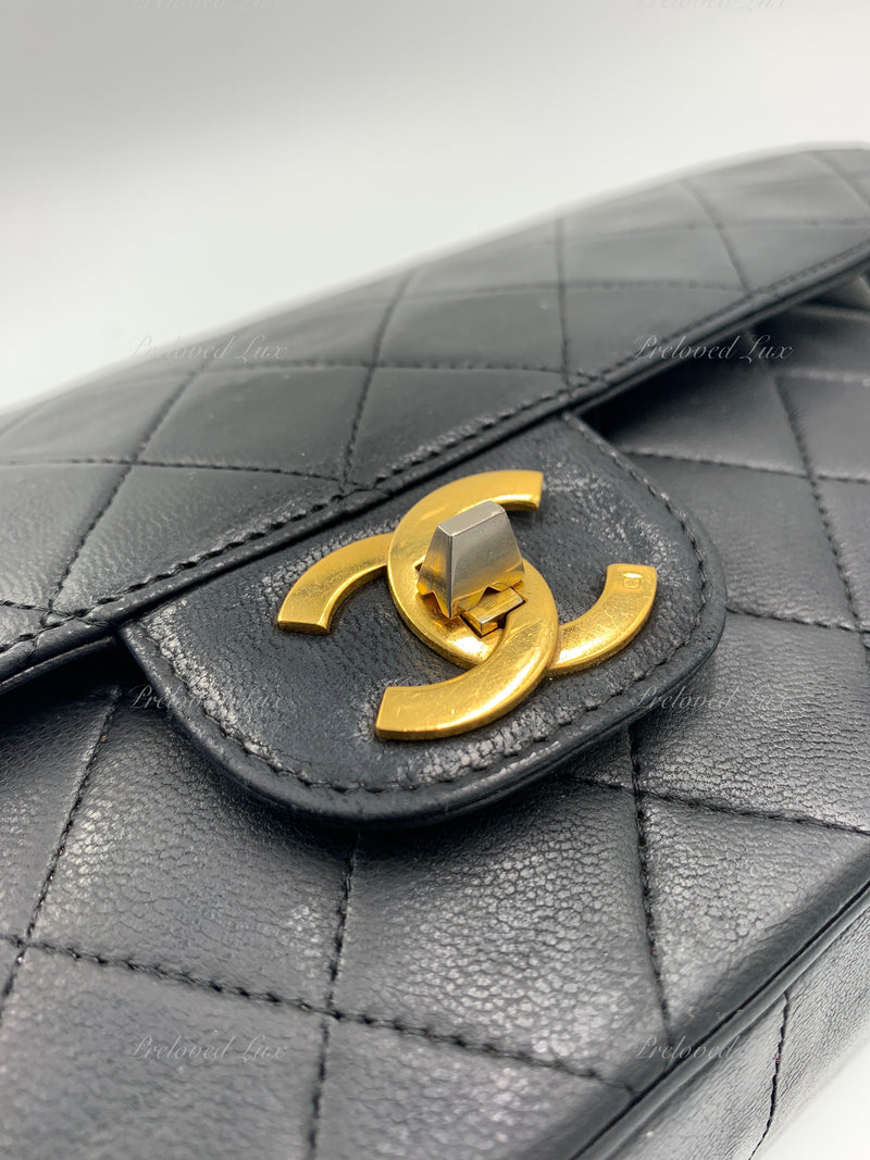 Chanel Black small lambskin Classic gold hardware double flap bag Leather  ref.994041 - Joli Closet