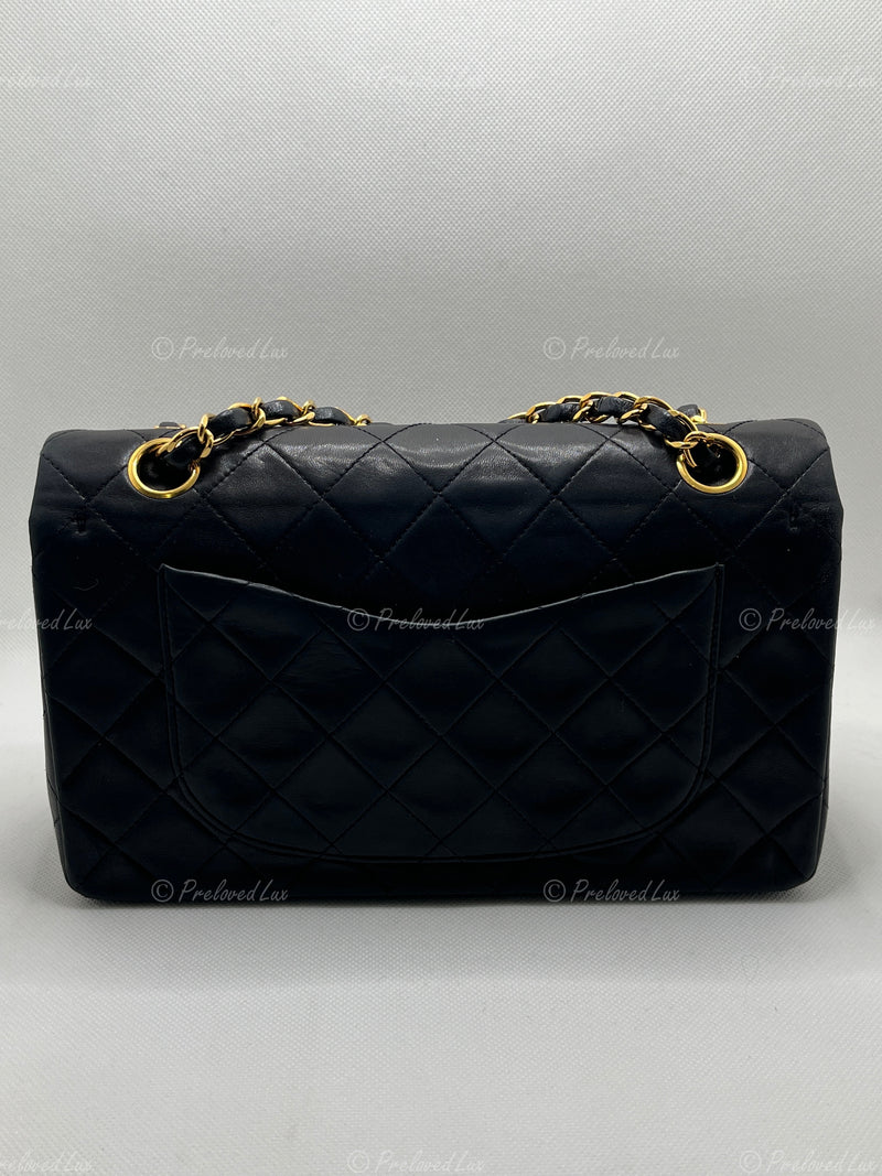 Chanel Classic Medium Vintage Double Flap Bag In Black Quilted Patent  Leather And 24K Gold-Plated Hardware