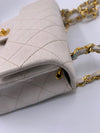 Sold-CHANEL Classic Lambskin Chain Mini Square Flap Bag White/ Gold hardware