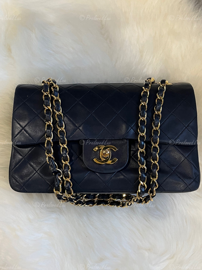 CHANEL Lambskin Small Classic Double Flap Bag Black 24k gold plated  hardware - Preowned Luxury Preloved Lux Canada
