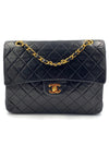 Sold-CHANEL Classic Lambskin Double Chain Double Flap Bag black/gold