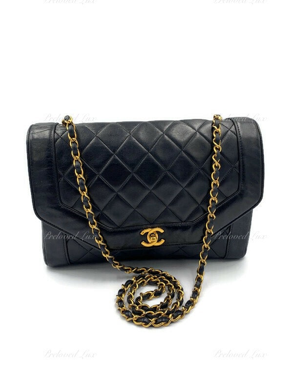 CHANEL Lambskin Vintage Single Chain Single Flap Crossbody Bag