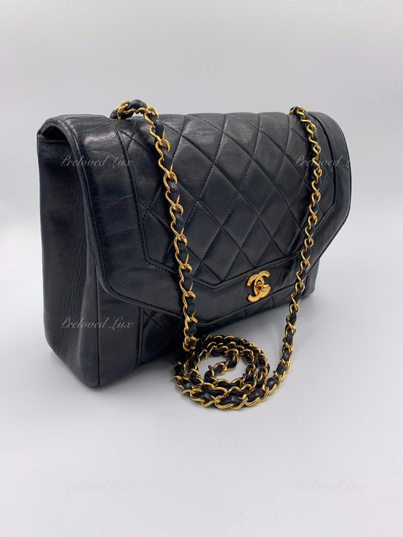 CHANEL Lambskin Vintage Single Chain Single Flap Crossbody Bag