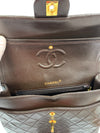 Sold-CHANEL Classic Lambskin Double Chain Double Flap Bag dark brown/gold