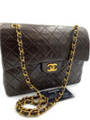 CHANEL Classic Timeless Lambskin Double Chain Double Flap Bag dark brown gold hardware Medium Large Jumbo Authentic