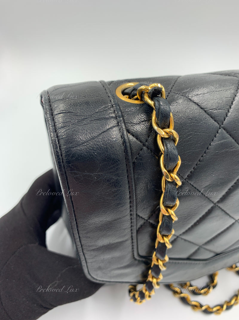 CHANEL Lambskin Vintage Single Chain Single Flap Crossbody Bag