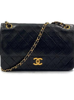 Sold-CHANEL Lambskin Double Chain Double Medium Flap Bag black/gold
