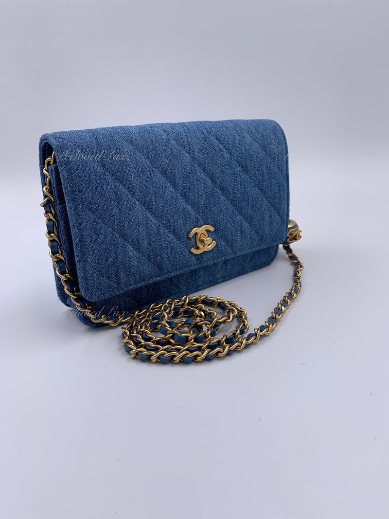 CHANEL Blue Denim Wallet-on-the-chain WOC Crossbody Flap Bag - Preloved Lux  Canada