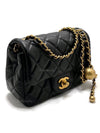 Sold-CHANEL Black Lambskin Mini Square Pearl Crush Flap Bag