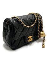 Sold-CHANEL Black Lambskin Mini Square Pearl Crush Flap Bag