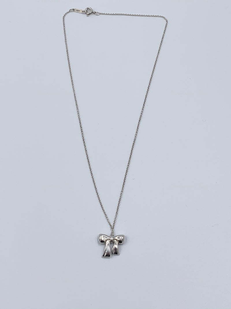 Sold-Tiffany & Co Sterling Silver 925 Bow Pendant Necklace