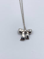 Sold-Tiffany & Co Sterling Silver 925 Bow Pendant Necklace